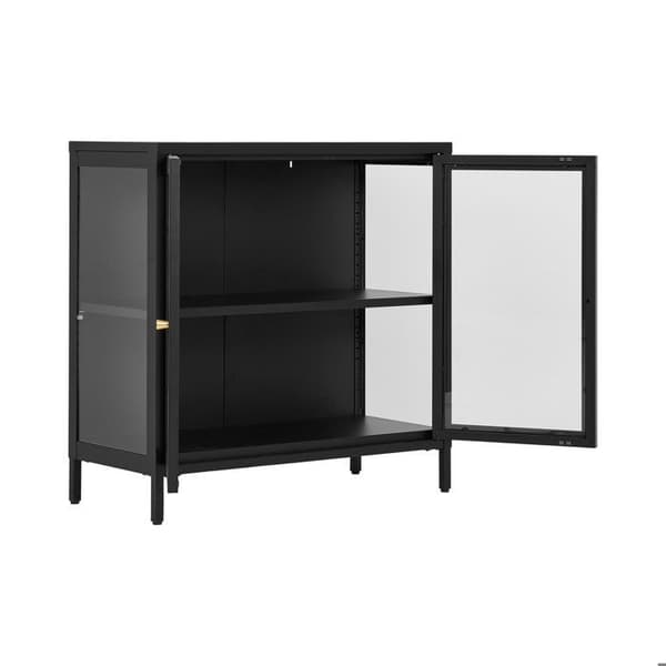 Bufet 2 glasdøre 80x35x80 cm i sort metal - KITY Svart