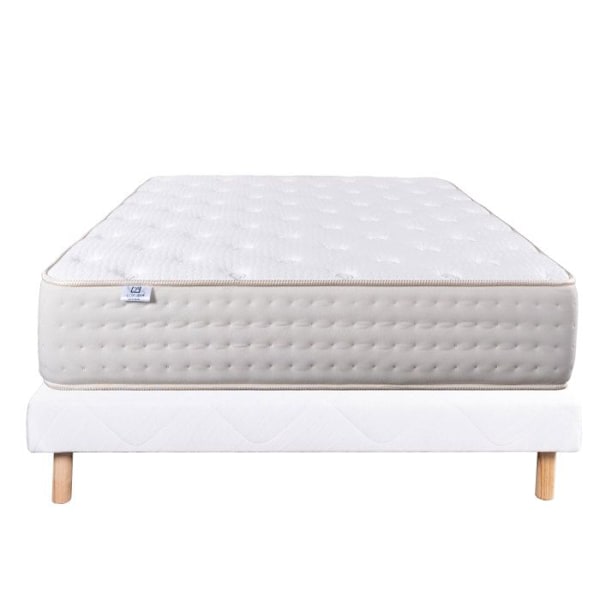 Madrassset 140x190 cm, Purlux, 26 cm, memory foam, fast, sommar/vintersida + vit bas 13cm tjock Vit