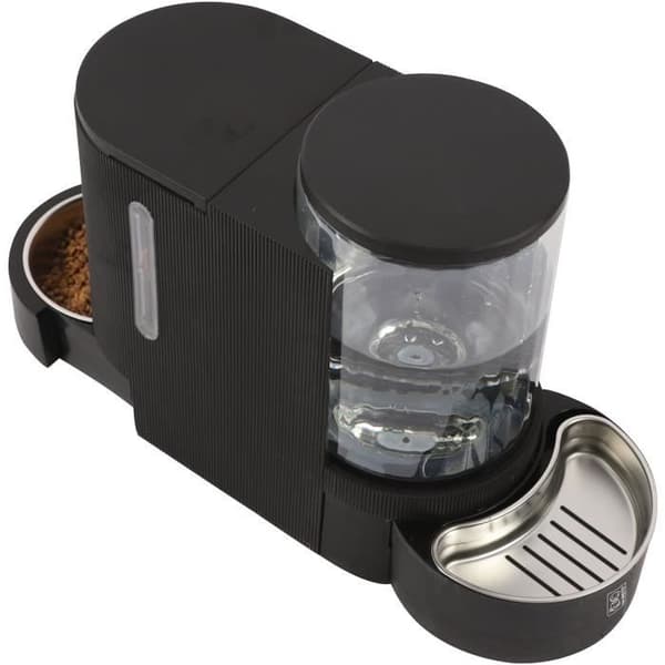 Foder- og vanddispenser M.PETS DUPLO 1,3kg/3L - 40x16.2x29.1 cm - Sort Svart