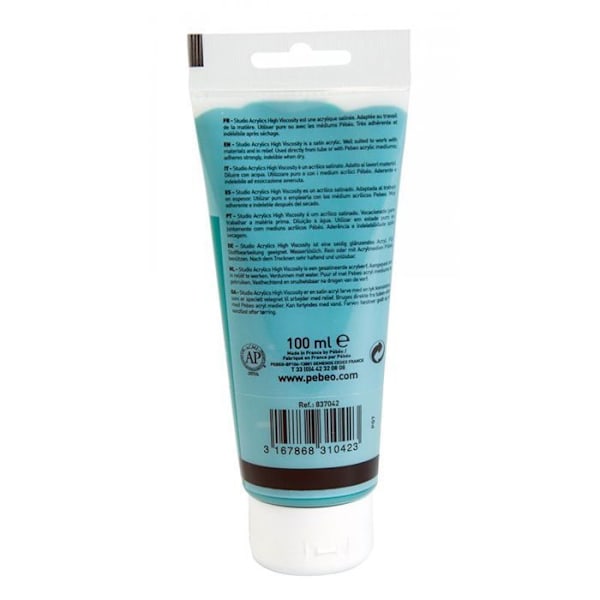 Akrylmaling - Pébéo - Studio - Ftalocyanin Smaragd - 100 ml - Satin - Blandet Emeraude Phtalocyanine