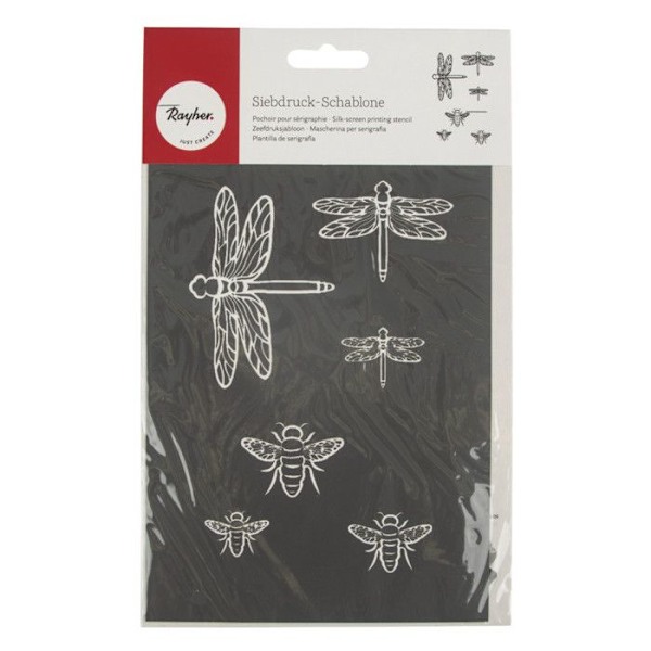 Insekter A5 screentryck stencil Grå