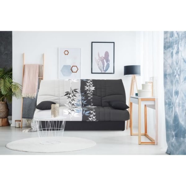 Clic clac 3 steder DREAM - 100% bomuldsstof med Ramage print - Seng 125x190 cm - L190 x D92 x H96 cm Ramage tryck