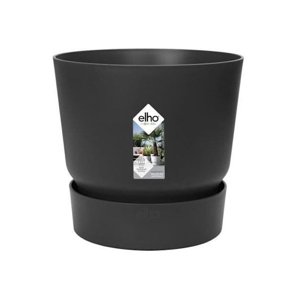 ELHO Greenville 30 pyöreä kukkaruukku - Ulkona - Ø 29,5 x P 27,8 cm - Musta elävä Lev svart