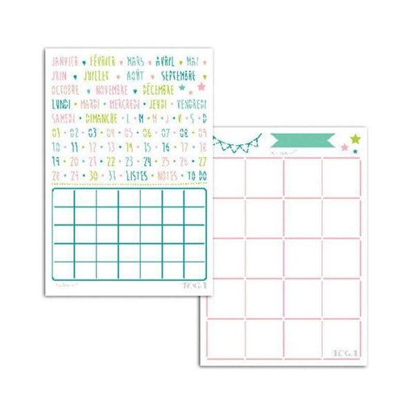 Sablonit - Toga - Kuukausisivut x2 - 15x20cm - Monivärinen - Tee itse Bullet Journal Flerfärgad