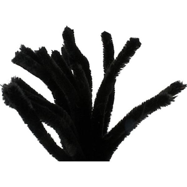 Fil chenille - Forskellige farver - 15 mm x 30 cm - 15 stk Sort