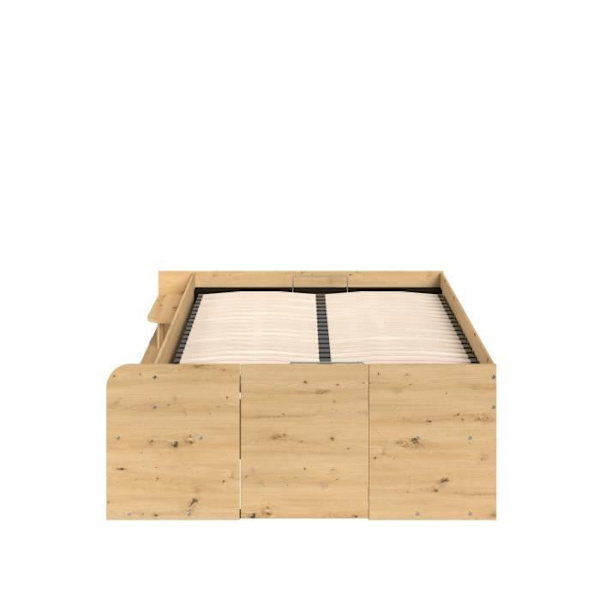 ODYSSEE Aikuisten sängynrunko - 140x190/200 cm - Nosto-arkkijärjestelmällä - Tammi- ja musta sisustus - 166,2 x 66,5 x 205,8 cm Ek och svart