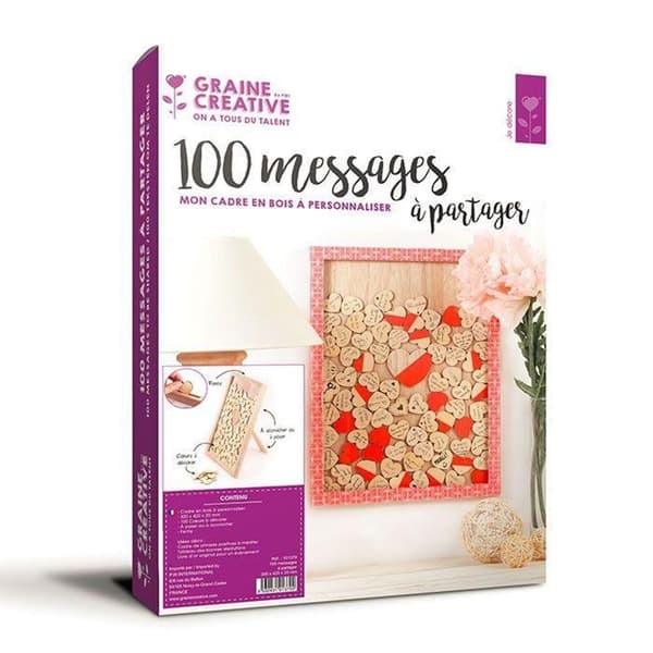2 tilpasselige trækrammer 30 x 42 cm - 100 hjertebeskeder beige