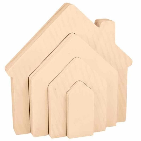3D Pussel - Hus - 17x17,4 cm - Trä Beige