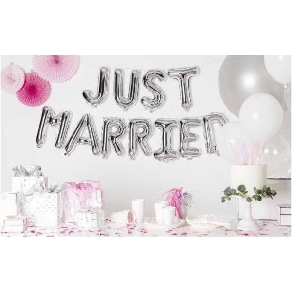 Bröllopsfolieballonger - Just Married - Silver - 36 cm