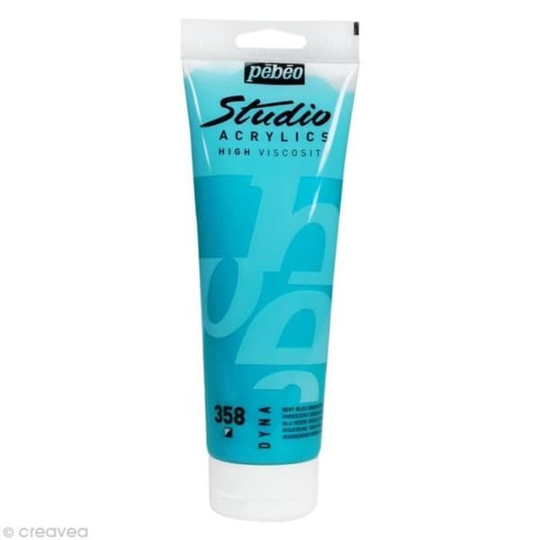 Akrylfärg - PEBEO - Studio High Vicosity - 250 ml - Dyna Grön Blå Iriserande - Satin Dyna Vert Blå Iridescent