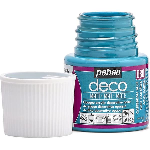 Acrylfärg - Pébéo - P.BO Déco - Karibblå - Matt - 45ml Karibiskt blått