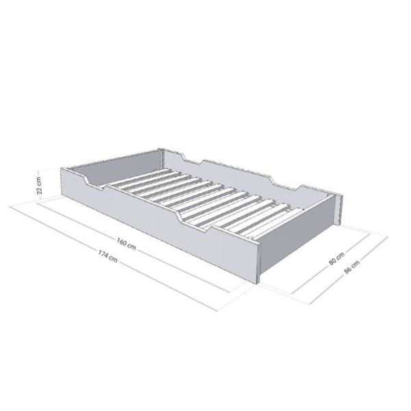 Sänglåda - GENERIQUE - BUDDY - Grå - 80x180 cm - Enkel förvaring Grå