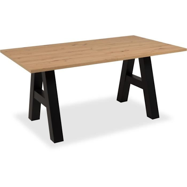GRANADA udtrækbart spisebord - Industriel stil - 6/10 personer - 2 udtræk 40 cm - L 157/237 x D 90 x H 75 cm - Eg/sort hantverkare ek / svart