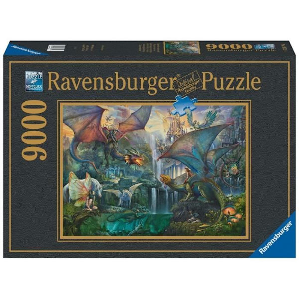 Pussel 9000 bitar Den magiska skogen av drakar, Fantastisk, Vuxen, 16721, Ravensburger Flerfärgad