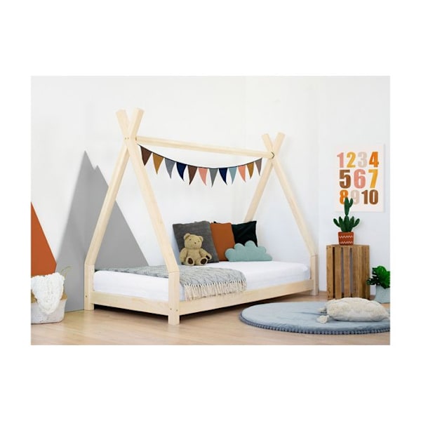 Lit Tipi - Benlemi - NAKANA - Massivt træ - 80 x 160 cm - Naturlig lakeret Beige