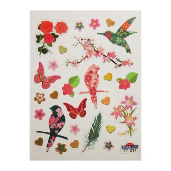 Klistermärken - Vår - Fåglar och blommor - 1,8 cm