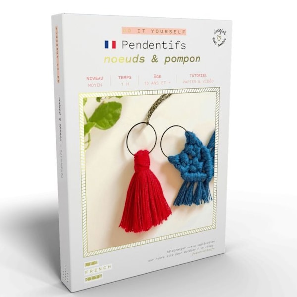 French Kits Sy Kit - Knots & Pompom - Medium Level - 6 styks - Blå Flerfärgad