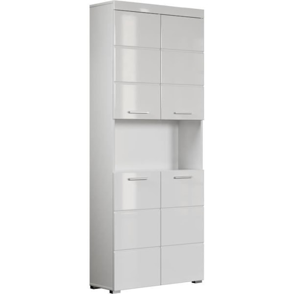 Dobbelt badeværelsesmøbel - 4 døre + 1 niche - B73 x D31 x H190 cm - Hvid - AMANDA
