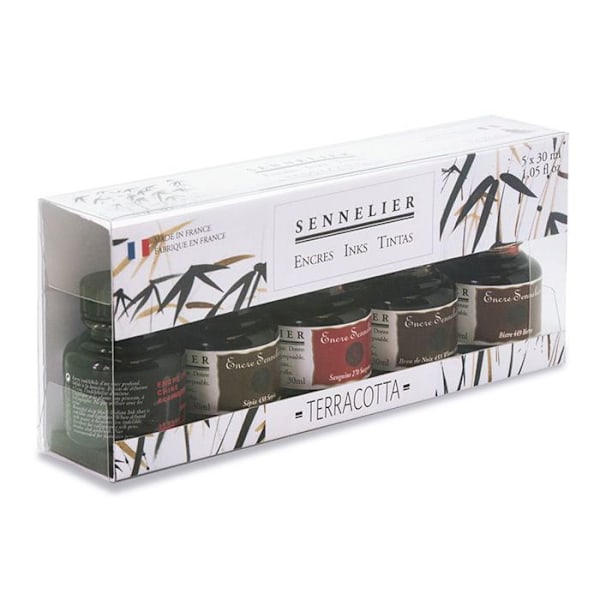 Kinesisk blækboks - jordfarver - 5 x 30 ml Flerfärgad
