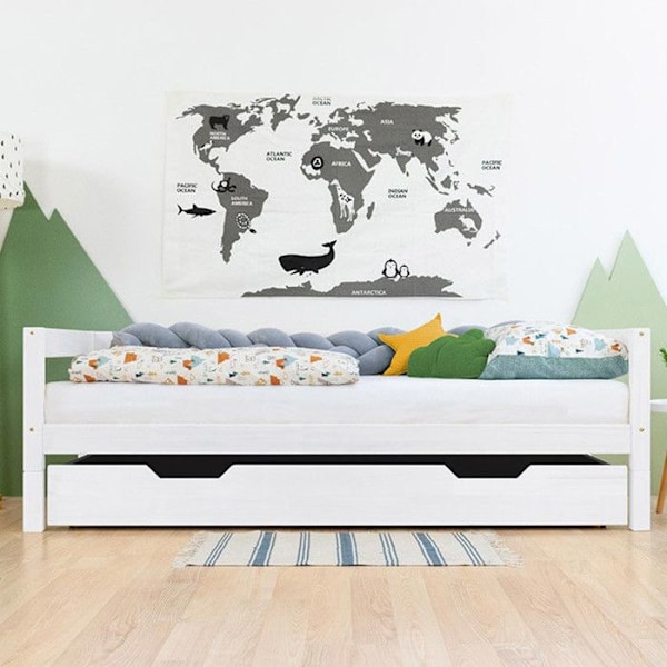 Utdragssäng med hjul - vit för säng 90 x 190 cm Vit