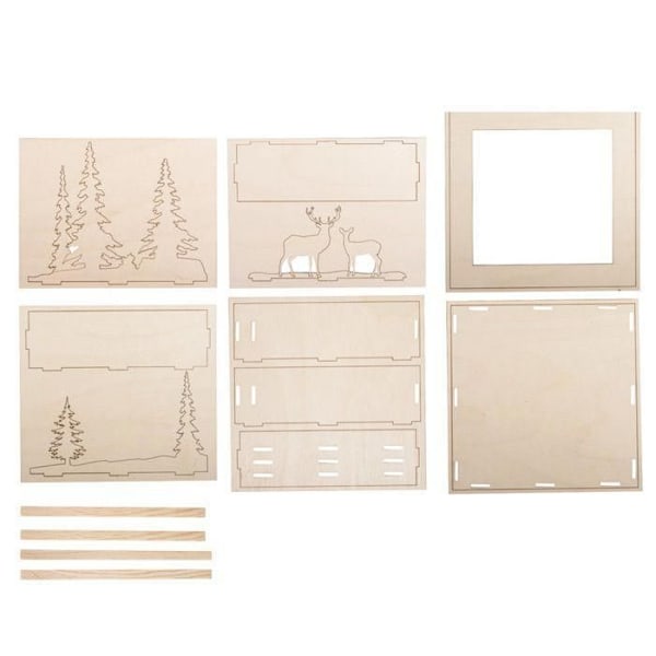 Joulumetsän puurunkosarja 20 x 20 cm Beige
