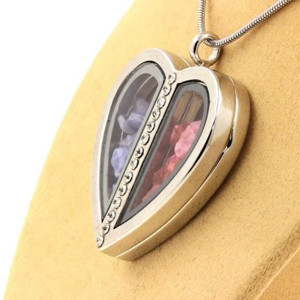 Collier - ABIJOUX - Tanzanite + rå spinel - Rustfrit stål - Hjerte model - 36 x 40 mm Blå