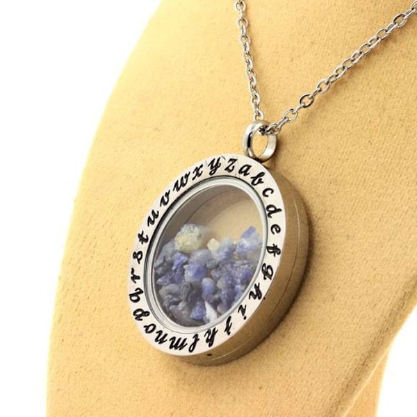 Collier - ABIJOUX - Ube Benitoite - Rustfrit stål - Unisex - 32 x 40 mm Blå