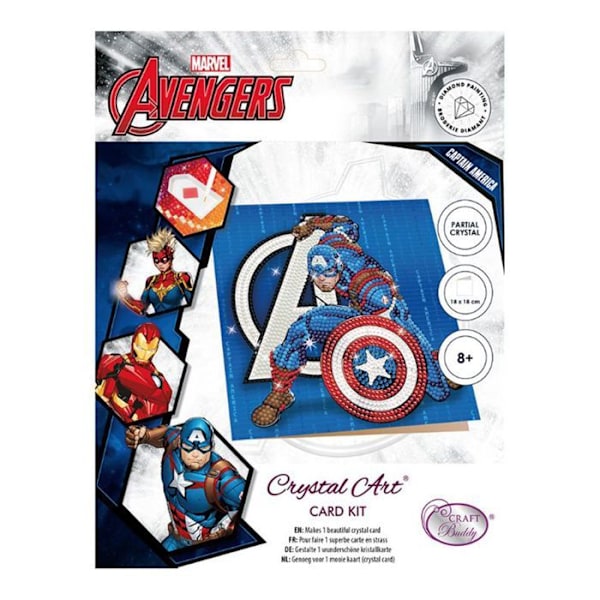 Crystal Art diamantkort - Captain America - 18 x 18 cm Blå