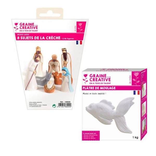 8 Santons latexforme - julekrybbe + Gips 1 kg