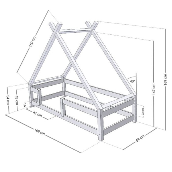 Lit cabane enfant TAHUKA 80 x 160 marineblå Blå