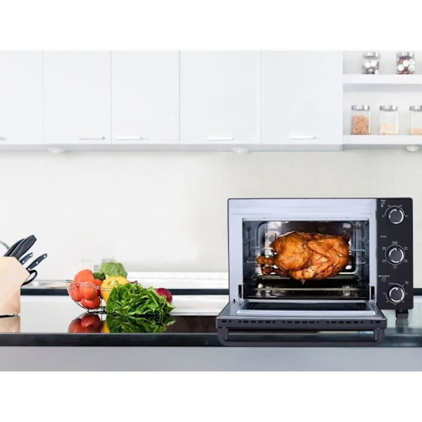 CONTINENTAL EDISON CEMF35B4 - Sähköinen miniuuni 35L musta - 1500W - Rotisserie, Luonnollinen konvektio