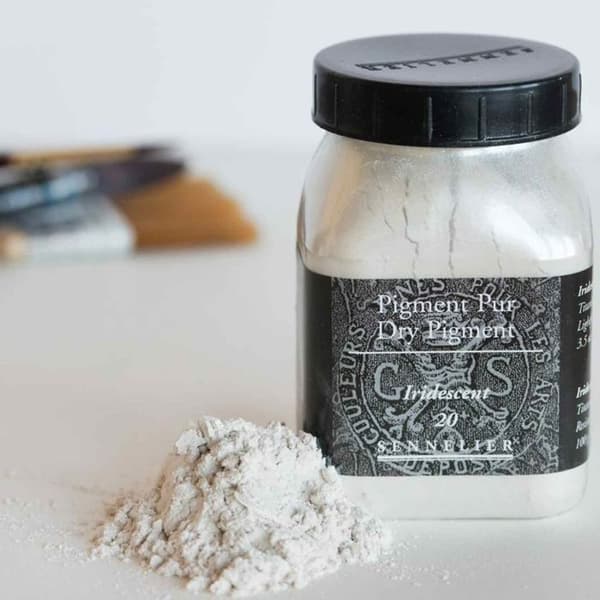 Pigment til at skabe maling - 100 g potte - Iriserende grå til perle Grå