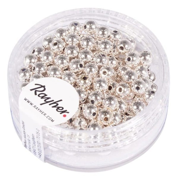 Rayher - 16-302-22 - 1630222 Runde Perler i Plast Sølv 4 mm