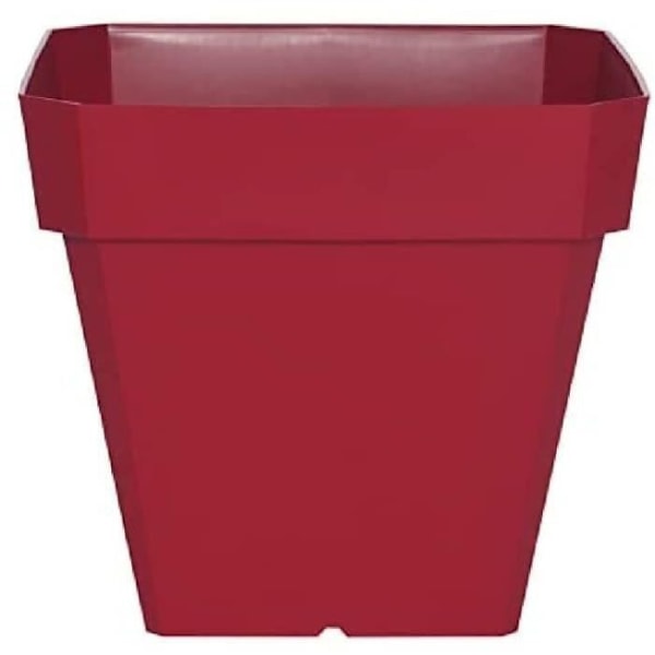 RIVIERA Firkantet plastikpotte Soleilla - 49 x 49 x H 50 cm - 65 L - Rød Röd