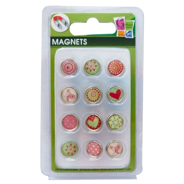 Mini epoksymagneetti Ø12mm sydän ja kuviot 12 kappaletta