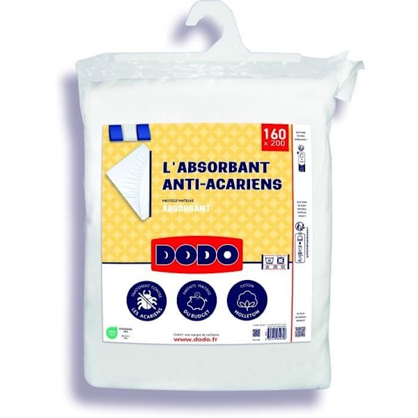 Absorberende madrasbeskytter - 160x200 cm - Bomuld - Antimide