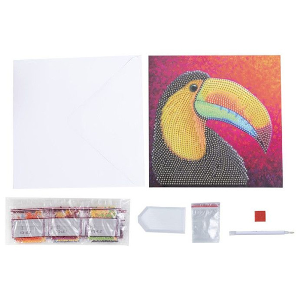 Kit timantti maalaus - Kristalli taide - Toucan kortti - 18 x 18 cm - Lapsille - Sekä pojille että tytöille