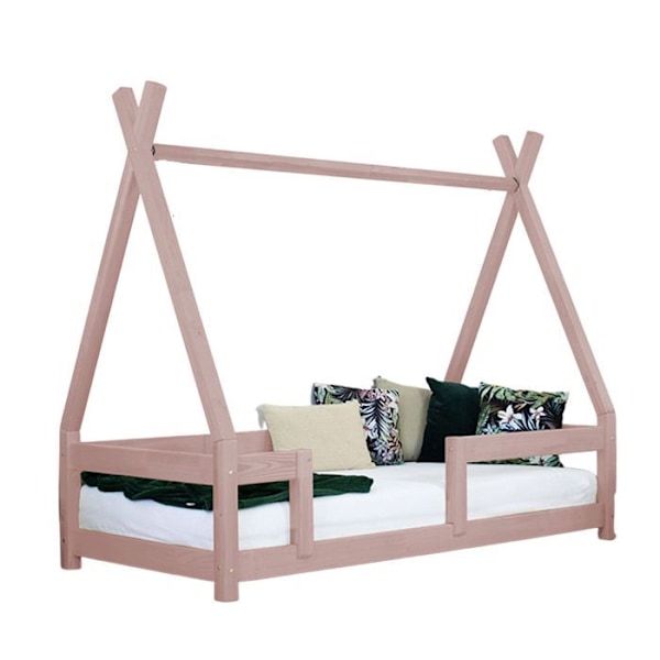 Lit cabane enfant NAKANA 120 x 200 lyserød pastel Rosa