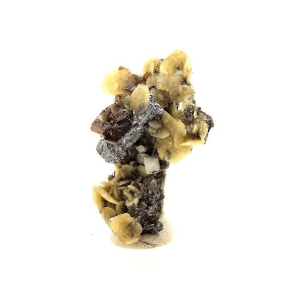 Sten og mineraler. Sphalerit (Blende) + Siderite. 24,5 ct. La Mure, Isère, Frankrig..