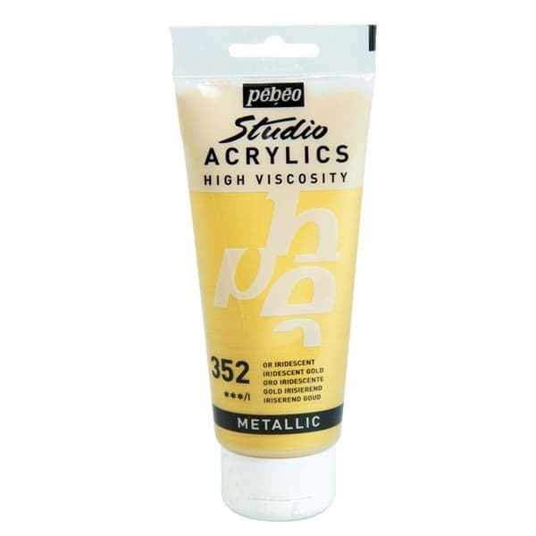 Akrylfärg - Pébéo - Studio - Iridescent Gold - 100 ml - Blank gyllene