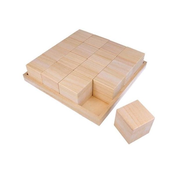 Tarjotin ja 16 puukuutiota 'Artemio' 26,5x26,5x6,5 cm Beige
