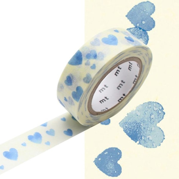 Masking Tape MT sydämiä sinisellä - sydänleima sininen Blå