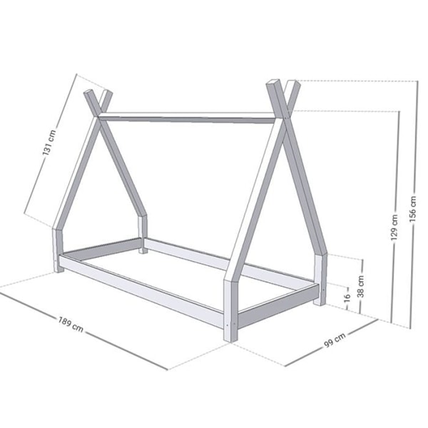 Lit tipi lapselle NAKANA 90 x 180 vaaleansininen Blå