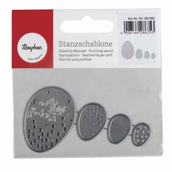 Stencilskärningssats: Påskägg, 1,5 - 4,5 cm x 1,1 - 3,2 cm, 4 st Grå