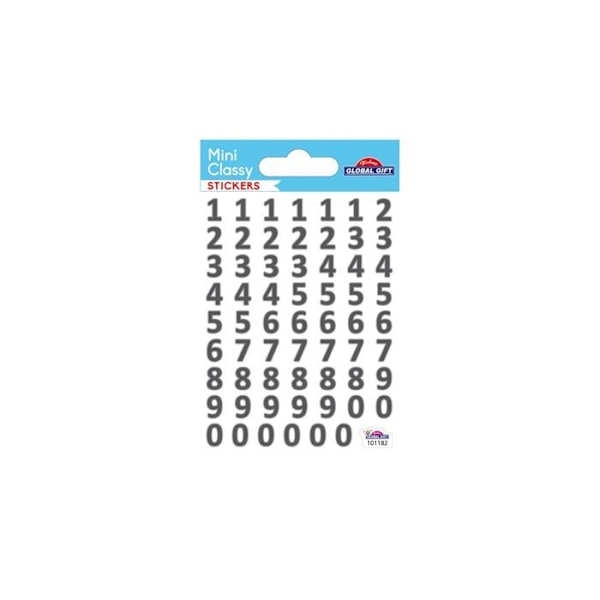 64 Silver Number Stickers - 0,8 cm Silver