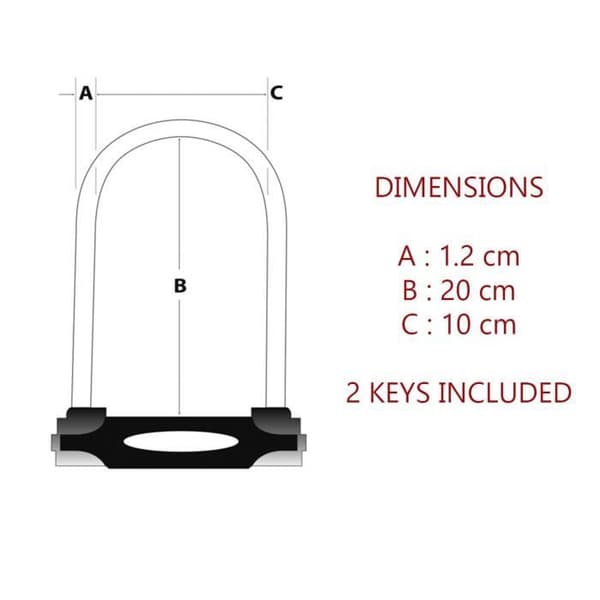 Masterlock U-lås - H.180mm Ø12mm - Sort Sort