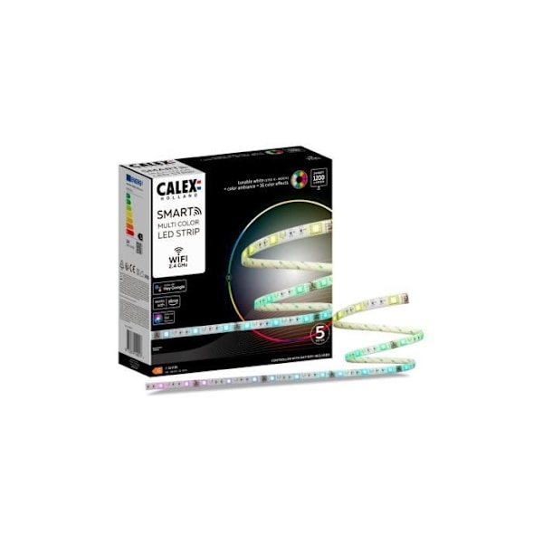 CALEX - Smart LED Strip 5M 24W 1200lm RGBCCT 2700-6500K + Fjernbetjening Hvid