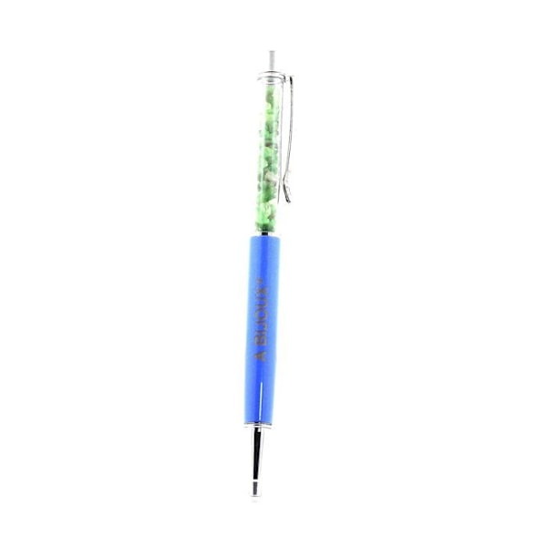 Stylo - ABIJOUX - Grenat Tsavorite brut - Couleur blå - Sort blæk - Medium spids Blå