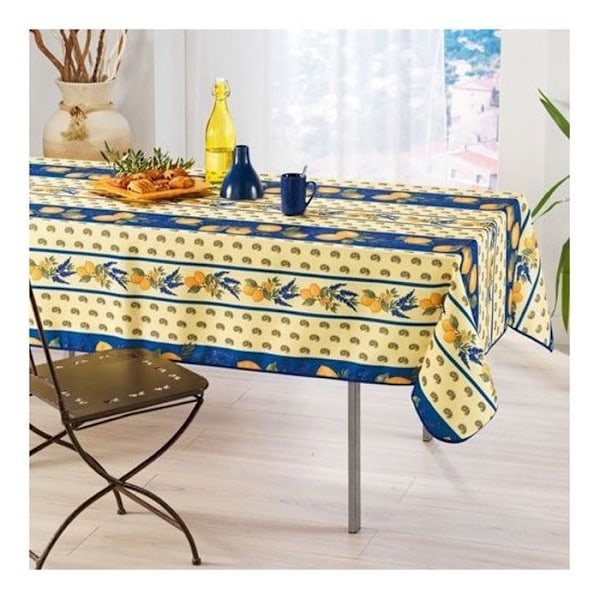 Dug - Citron - 150x300cm - Polyester - Smudsafvisende - Maskinvaskbar Blå