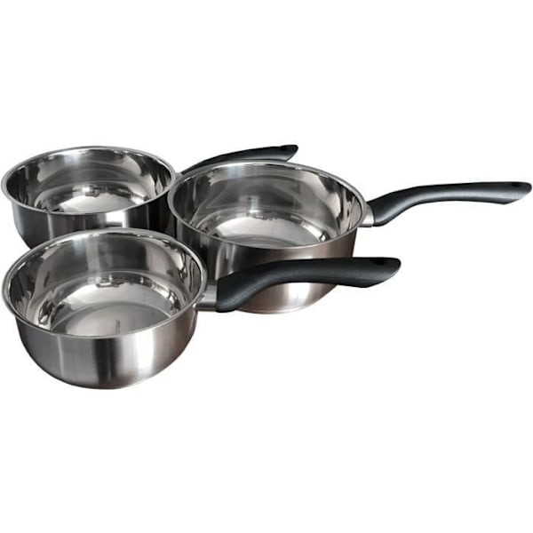 Køkkengrej - Alle varmekilder inklusiv induktion - Baumalu - Rustfrit stål - 3 dele 16/18/20 cm - Rustfrit stål - Grå Svart